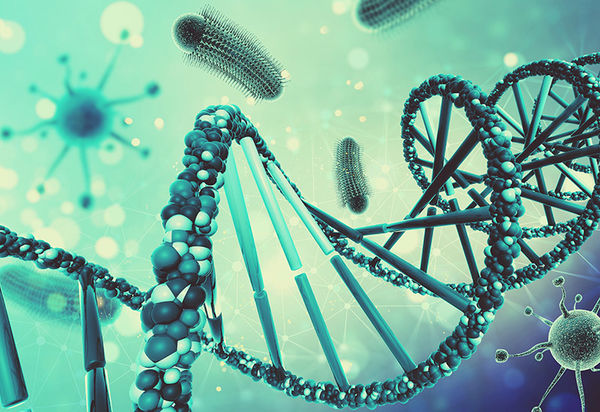 Auf dem Bild sieht man DNA-Ketten und andere spacige Einzeller. Vielleicht Viren oder Bakterien, manche davon Krankheitserreger, manche nicht.